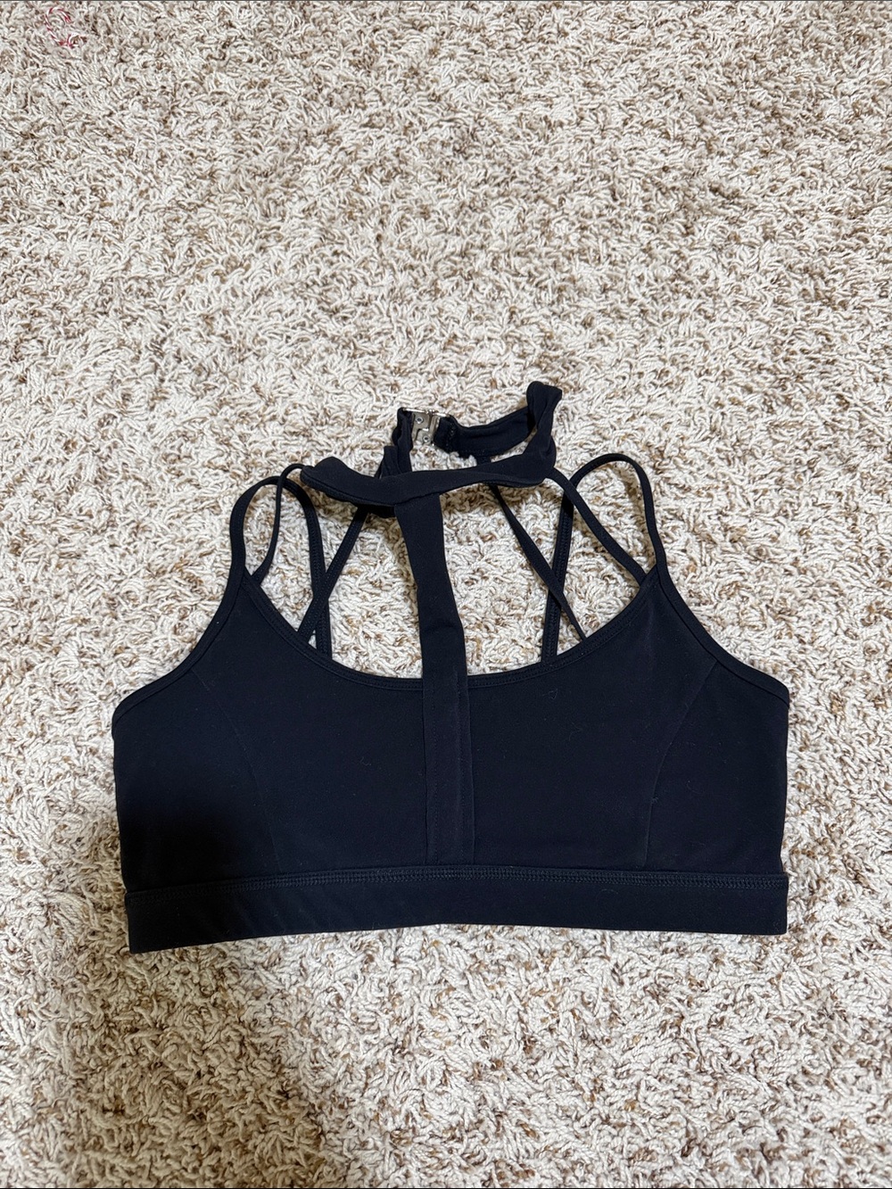 BuffBunny Black Strappy High-Neck Sports Bra